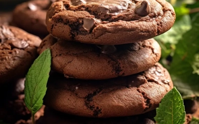 Vegane Doppelte Schokoladenkekse mit Minzstückchen