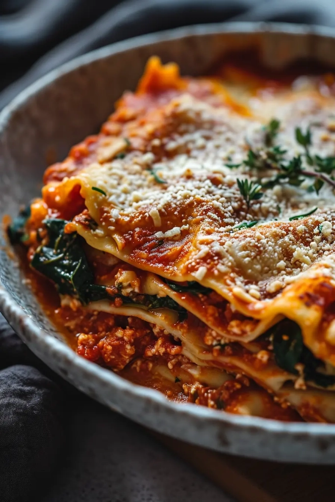Lasagne mit Spinat und veganem Ricotta