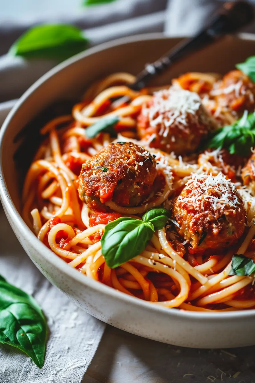 Spaghetti mit veganen Fleischbällchen