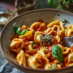Tortellini mit veganer Käsefüllung und Tomatensoße