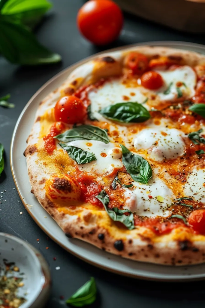 Margherita-Pizza mit veganem Mozzarella2