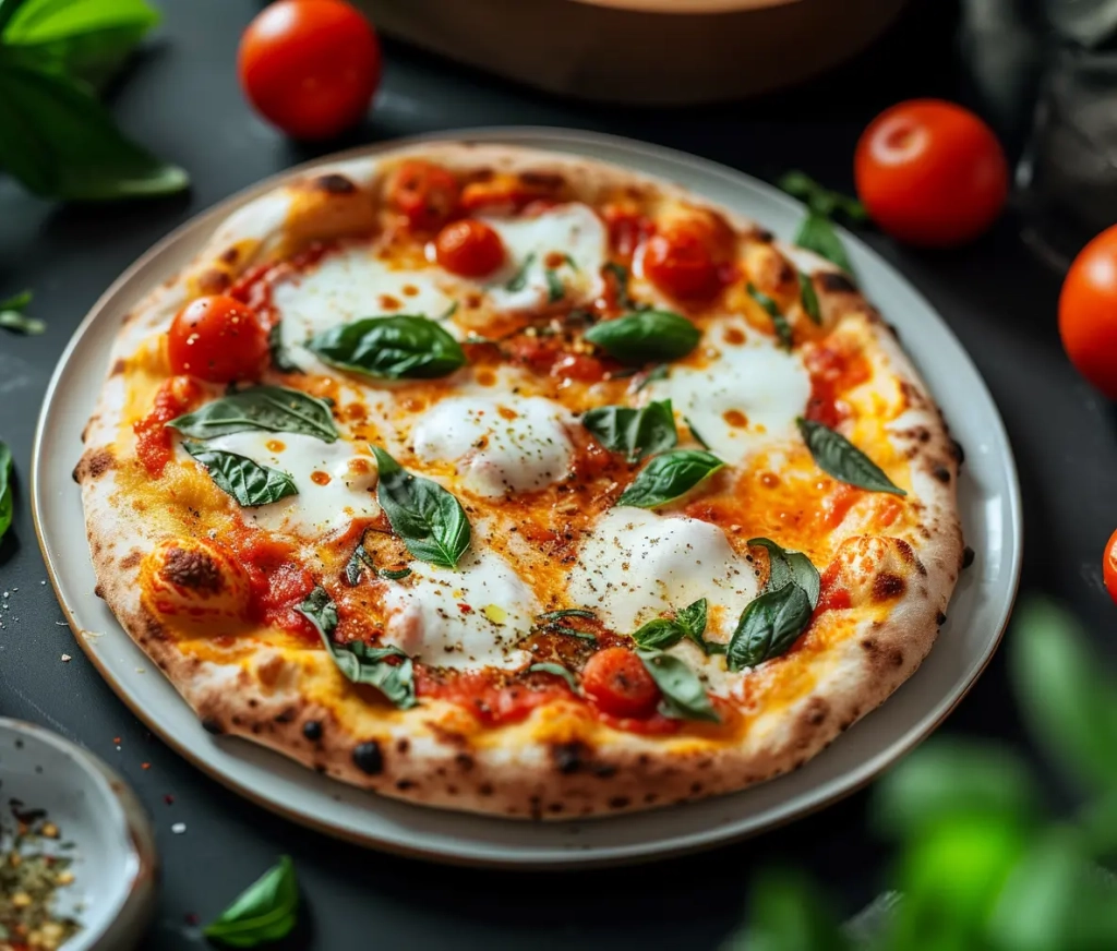 Margherita-Pizza mit veganem Mozzarella3
