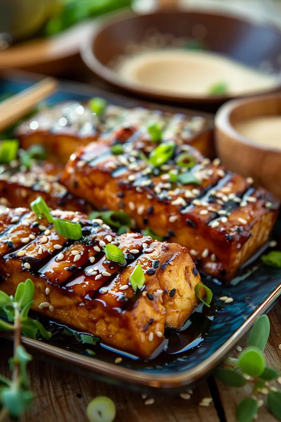 Asiatischer Grilltofu mit Sesam und Sojasauce