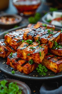 Knuspriger Grilltofu mit BBQ-Marinade