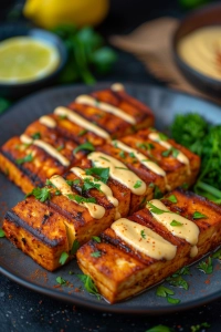 Cajun-Grilltofu mit scharfer Limetten-Aioli