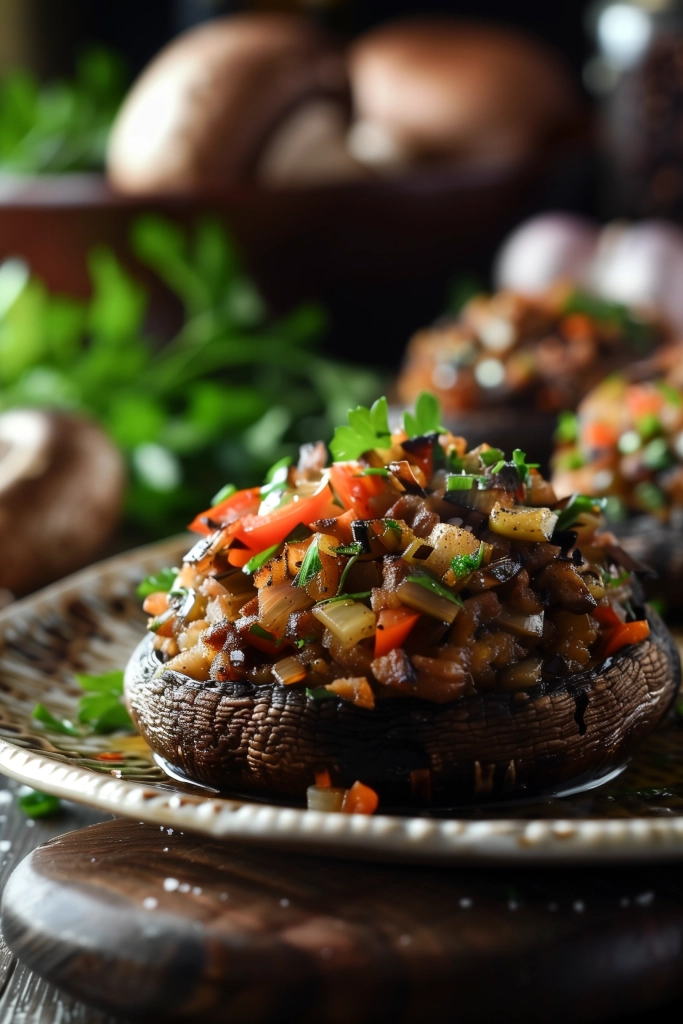 Gefüllte Portobello-Pilze vom Grill