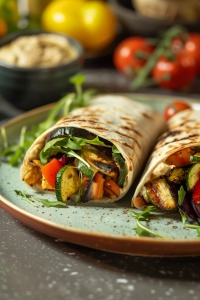 Gegrillte Gemüsewraps mit Hummus