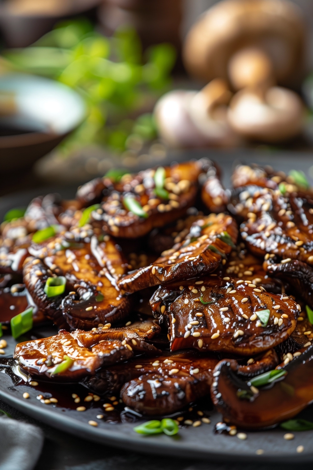 Gegrillte Shiitake-Pilze mit Sojasauce