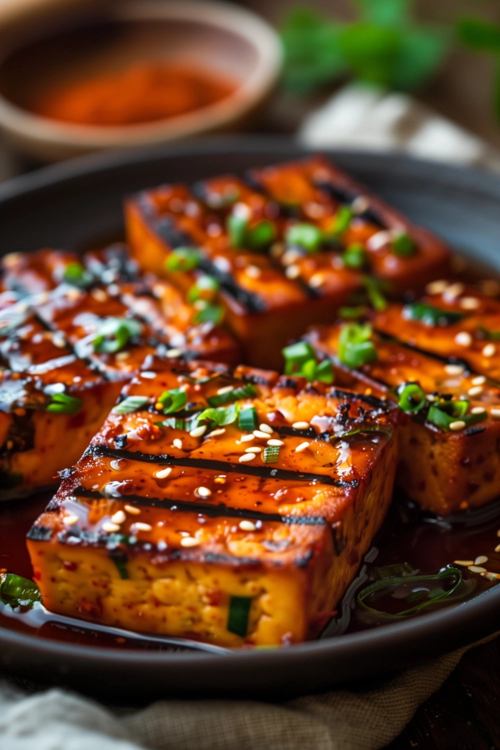 Koreanischer Grilltofu mit Gochujang und Sesam