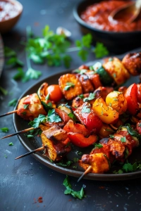 Marokkanische Gemüsespieße mit Harissa