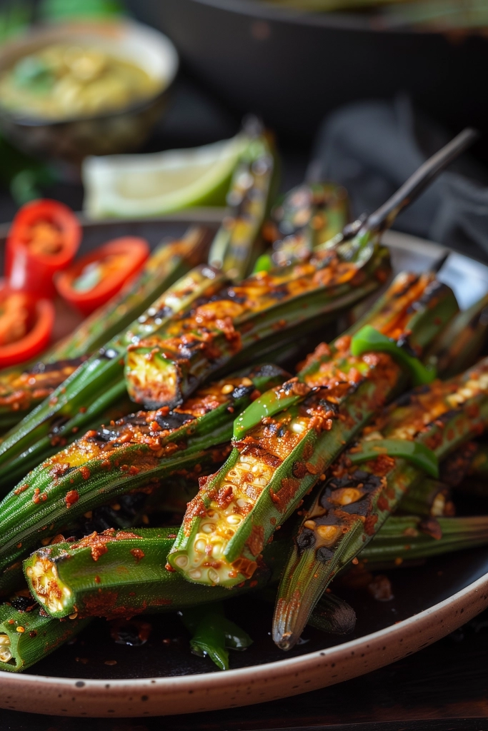 Pikante gegrillte Okra