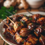 Räuchertofu- und Pilzspieße mit BBQ-Sauce