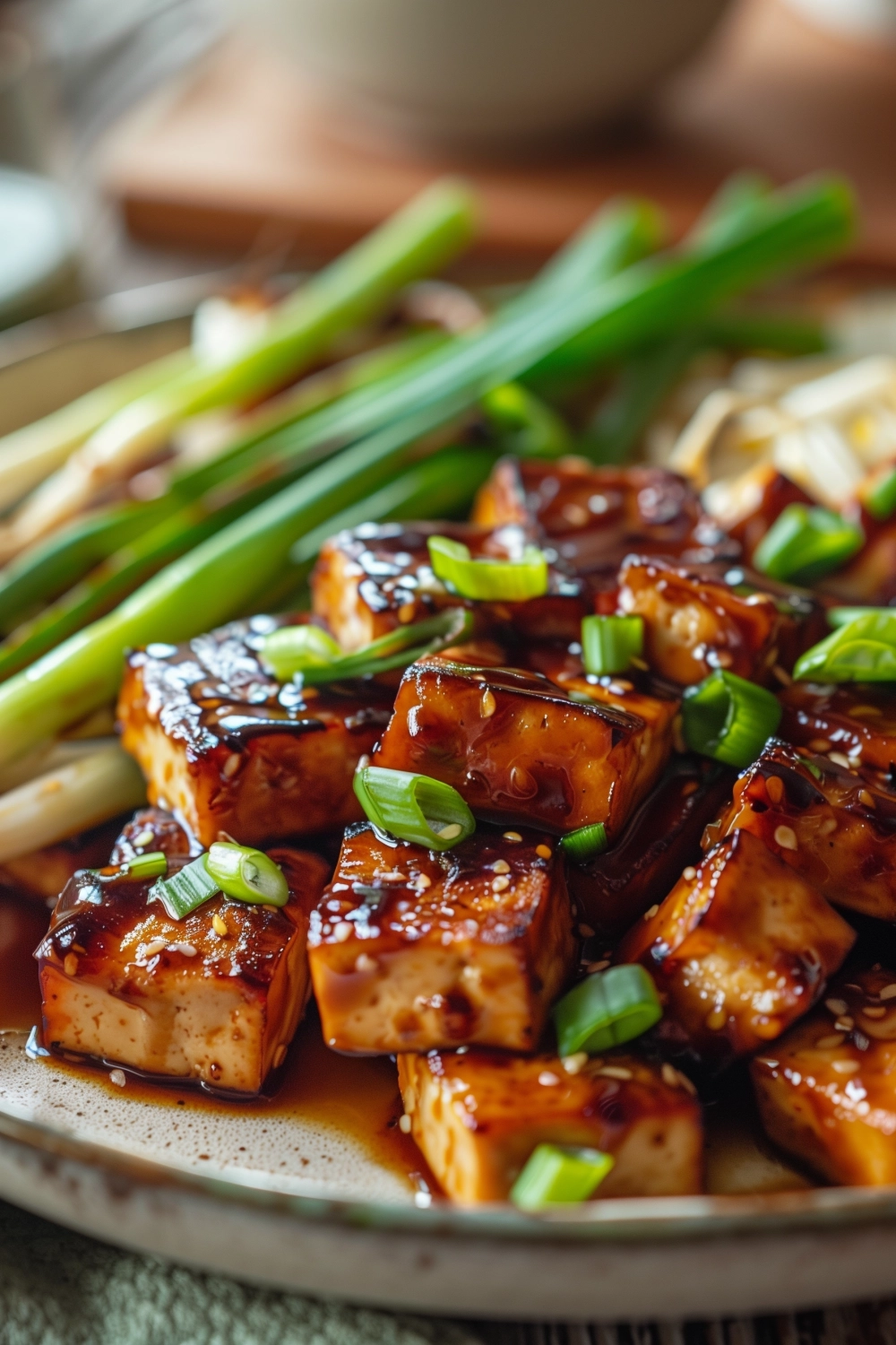 Teriyaki-Grilltofu mit Frühlingszwiebeln