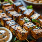 Thailändische Tofu-Spieße mit Erdnuss-Dip