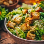 Veganer Caesar-Salat mit Croutons